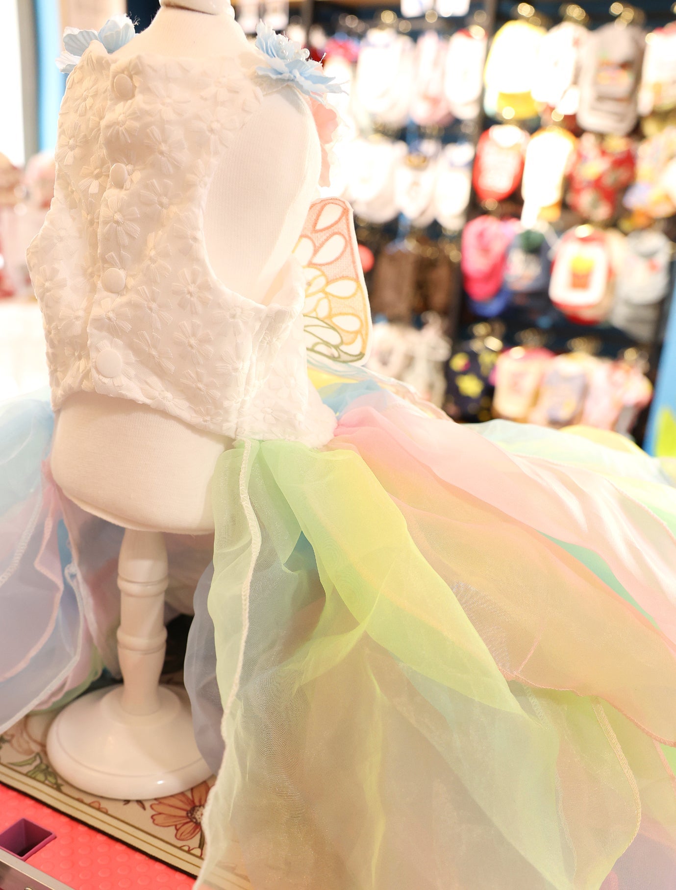 Handmade Pastel Butterfly Fairy Princess Dog Dress – Rainbow Layered Organza Couture Gown for Weddings, Birthdays & Photo Shoots