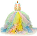Handmade Pastel Butterfly Fairy Princess Dog Dress – Rainbow Layered Organza Couture Gown for Weddings, Birthdays & Photo Shoots