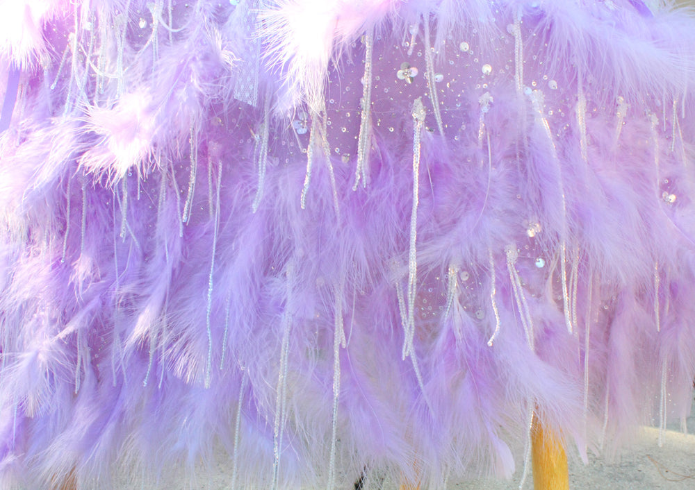 Luxury Lavender Feather Pet Wedding Gown Handmade Crystal Dog Bridal Dress Floor Length Couture Princess Wedding Outfit