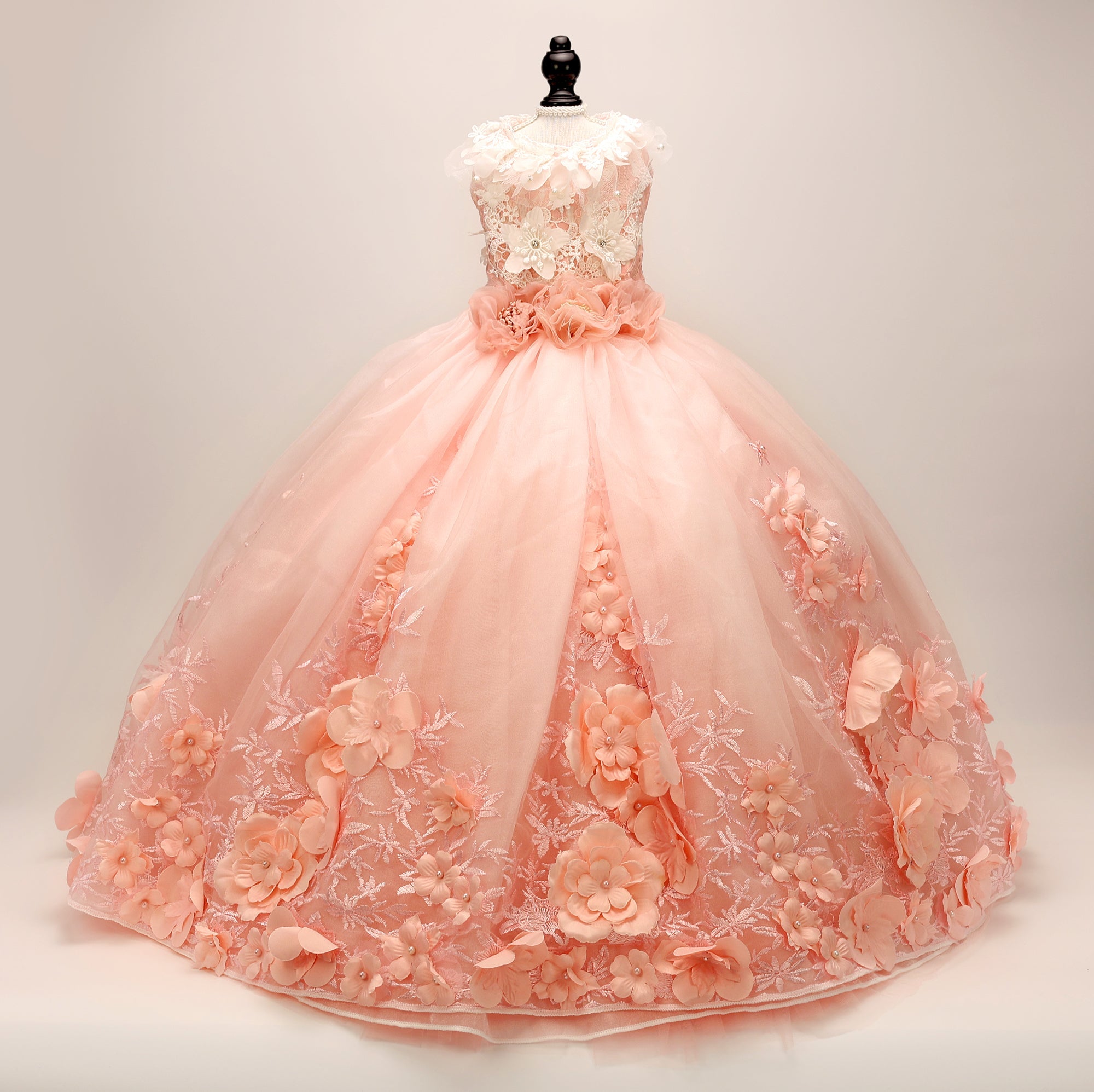 Blush Sakura Princess Dog Dress – Luxury Pink Floral Wedding Gown with Long Train