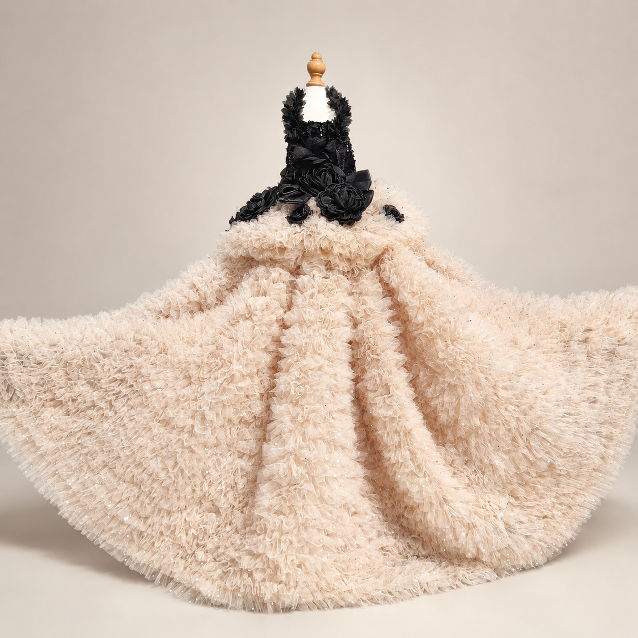 Luxury Black & Champagne Dog Wedding Dress Detachable Train Pet Bridal Gown Sequined Floral Formal Dress for Weddings Photoshoots & Special Events