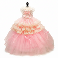 Handmade Princess Pink Lace Pet Ball Gown Dress – Luxury Layered Tulle Wedding Dress for Small Dogs