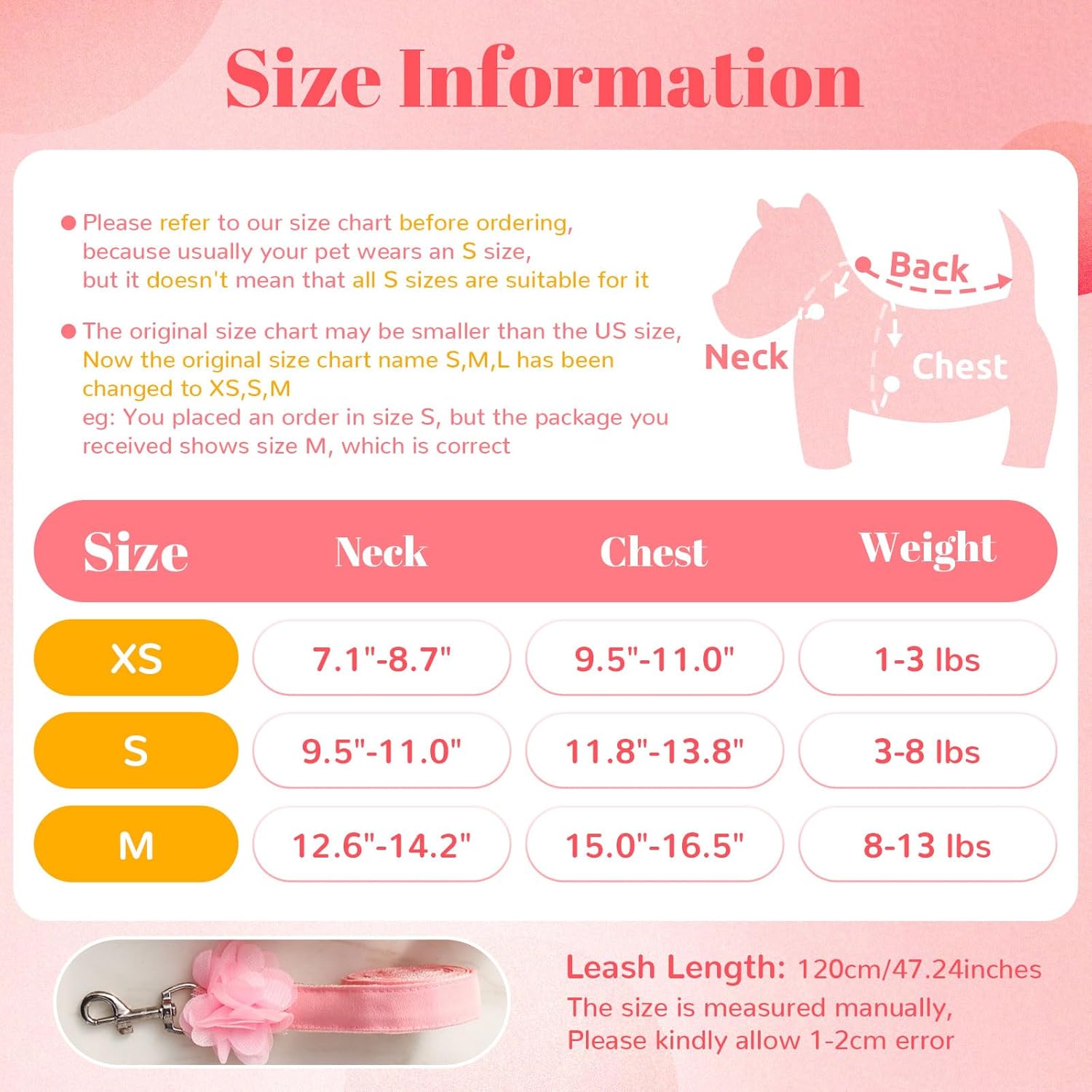 Luxury Floral Dog Harness and Leash Set – 3D Petal Puppy Vest Harness for Small Dogs & Cats