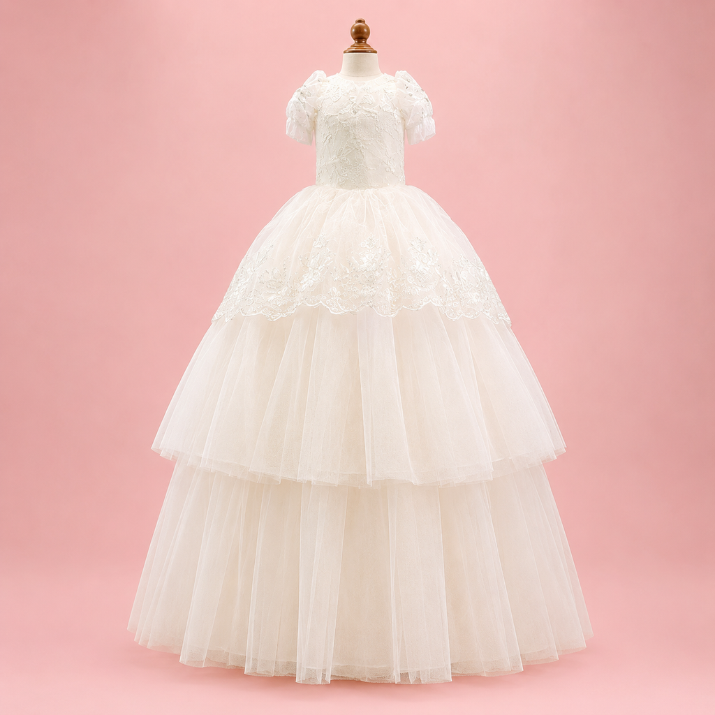 Handmade Ivory Angel Bridal Dog Dress – Luxury Long Train Wedding Gown for Dogs