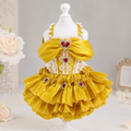 Handmade Golden Heart Jewel Dog Dress