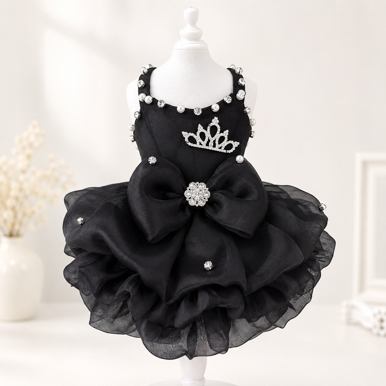 Pet Dress Pearl Diamond Crown 2 Colors