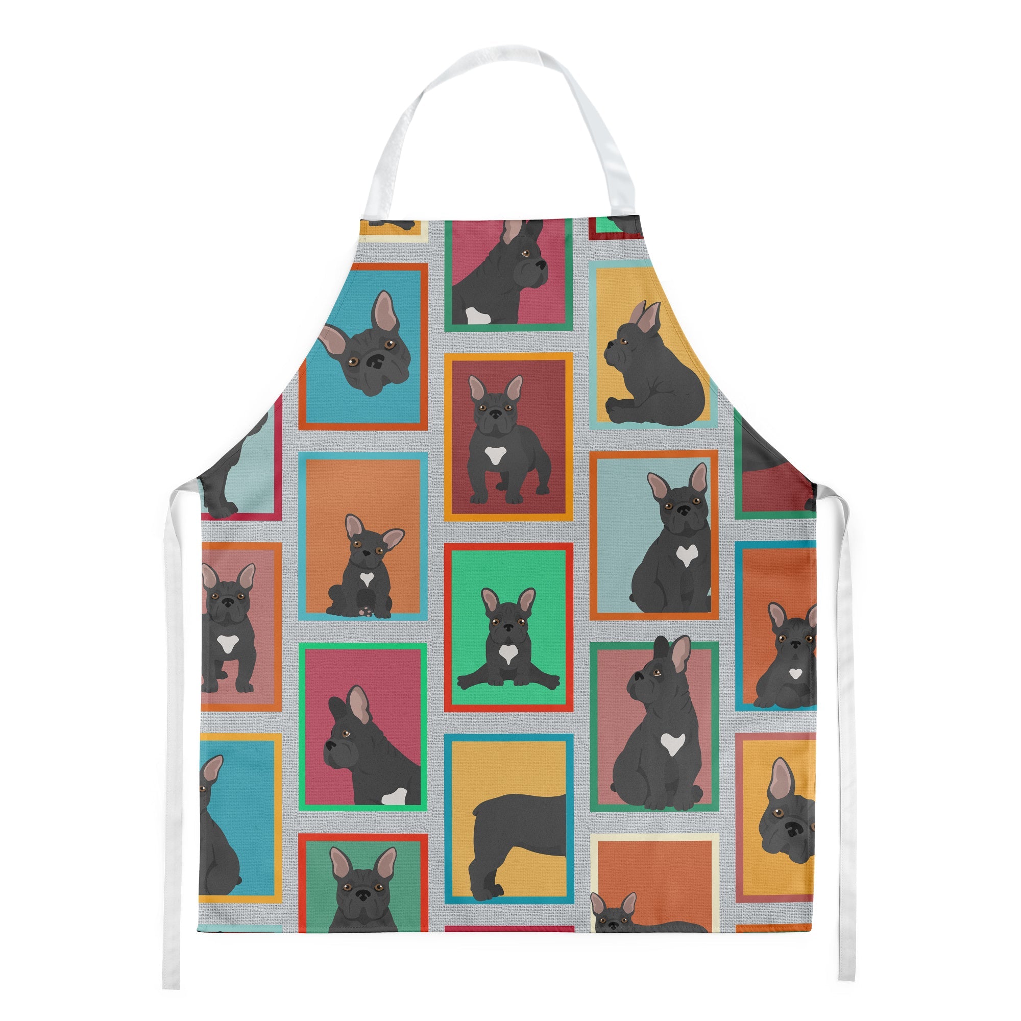 Lots of Black French Bulldog Apron Cooking Kitchen Server Baking Crafts Gardening for Adult Women Men, Unisex, Large, Multicolor