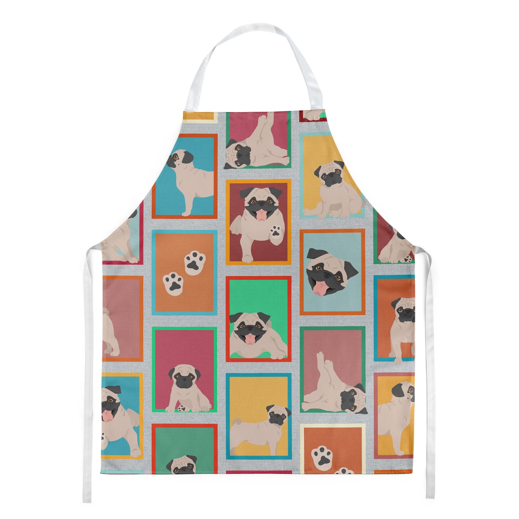 Lots of Fawn Pug Apron Cooking Kitchen Server Baking Crafts Gardening for Adult Women Men, Unisex, Large, Multicolor
