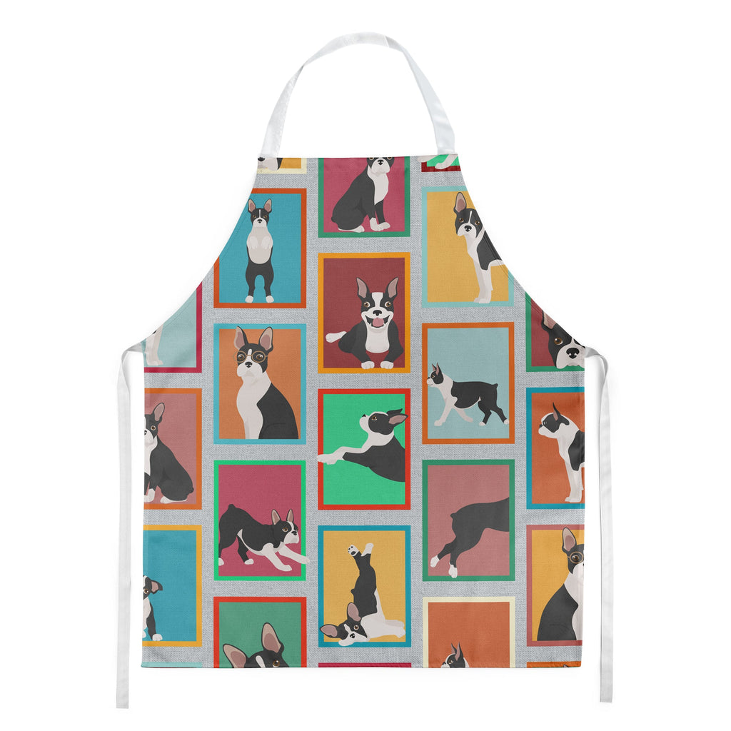 Lots of Boston Terrier Apron Cooking Kitchen Server Baking Crafts Gardening for Adult Women Men, Unisex, Large, Multicolor