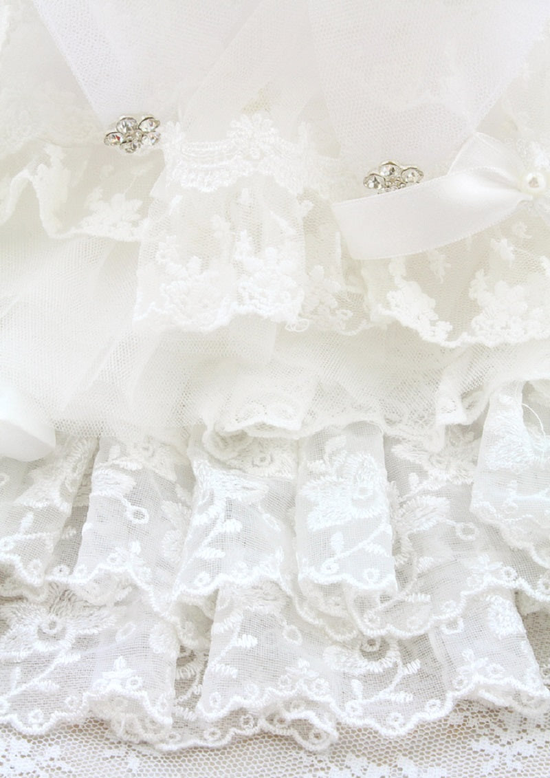Luxury Victorian Lace Dog Wedding Dress Handmade Pearl Bridal Gown Princess Pet Wedding Dress Couture White Formal Gown