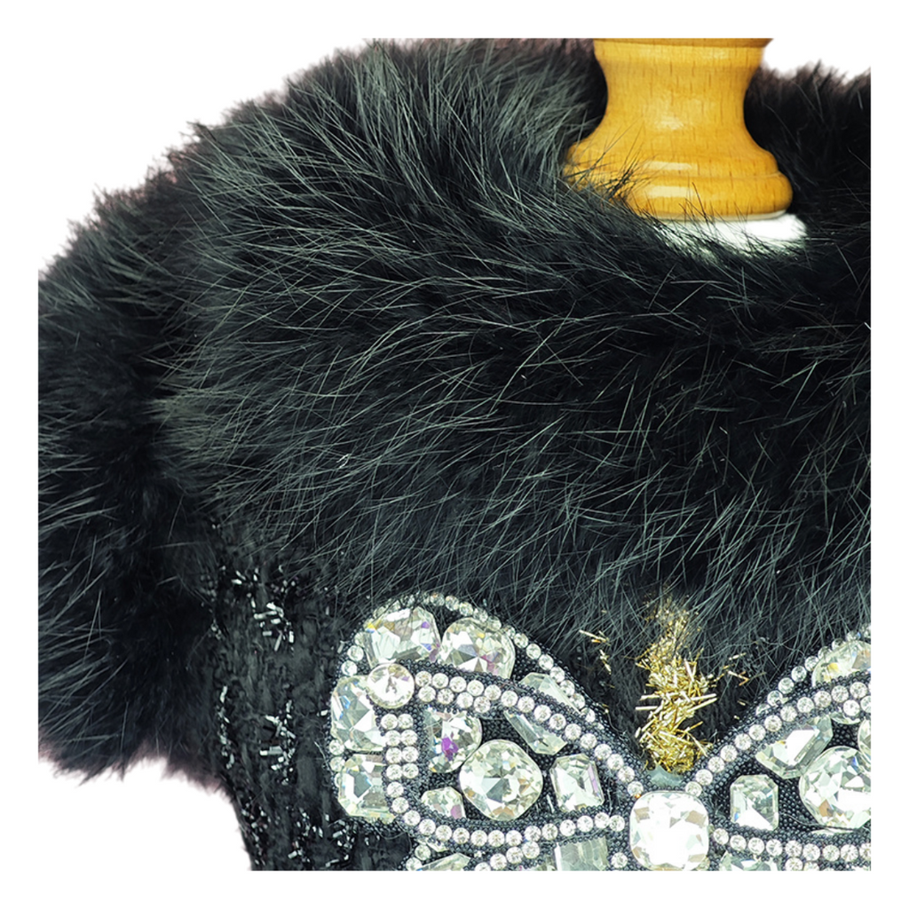 Black Butterfly Embellished Pet Dress Dog Coat
