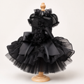 Luxury Black Dog Wedding Dress Detachable Train Gothic Bridal Gown Handmade Couture Pet Wedding Dress Formal Black Princess Gown