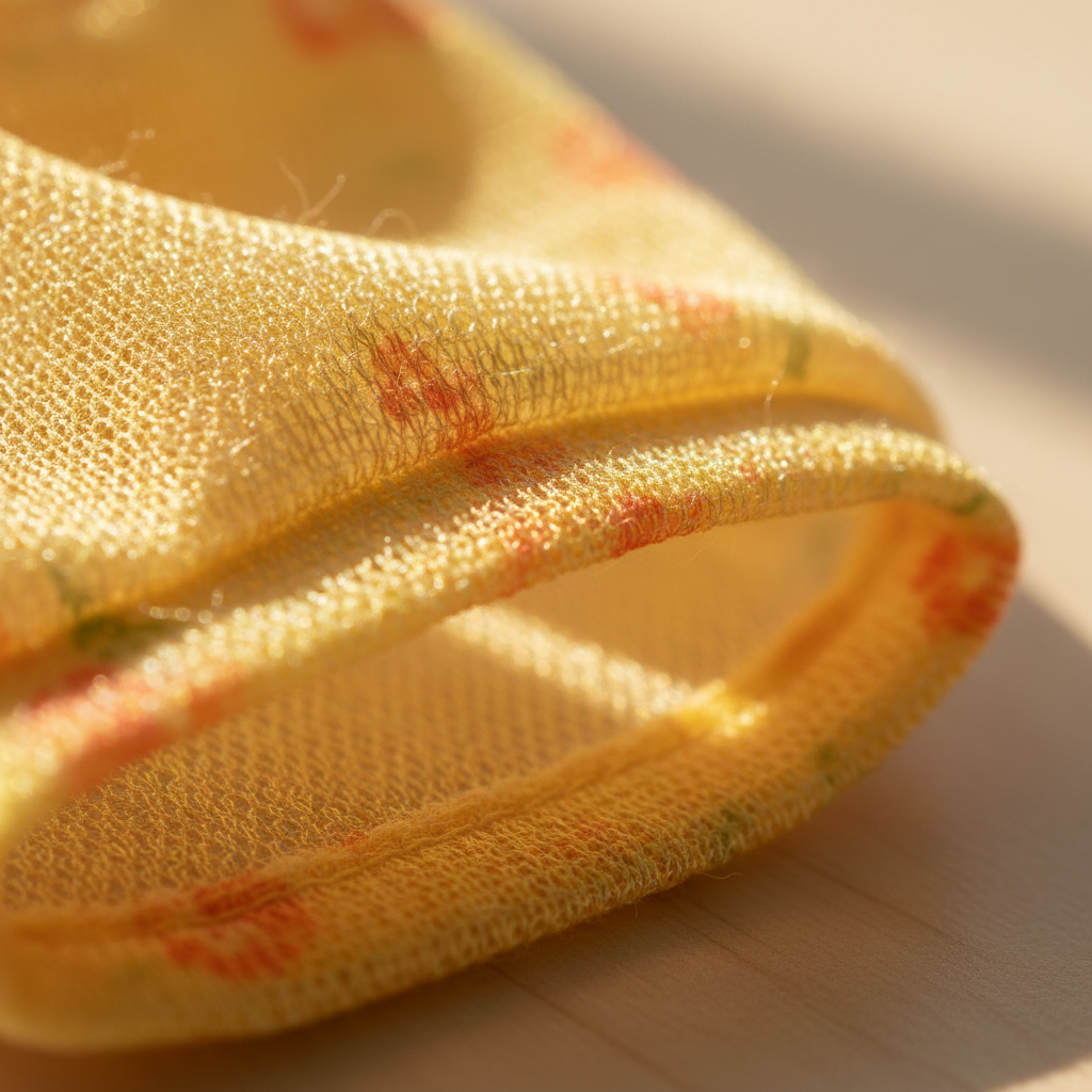 Close-up of lightweight summer dog shirt fabric in a bright cheerful color
