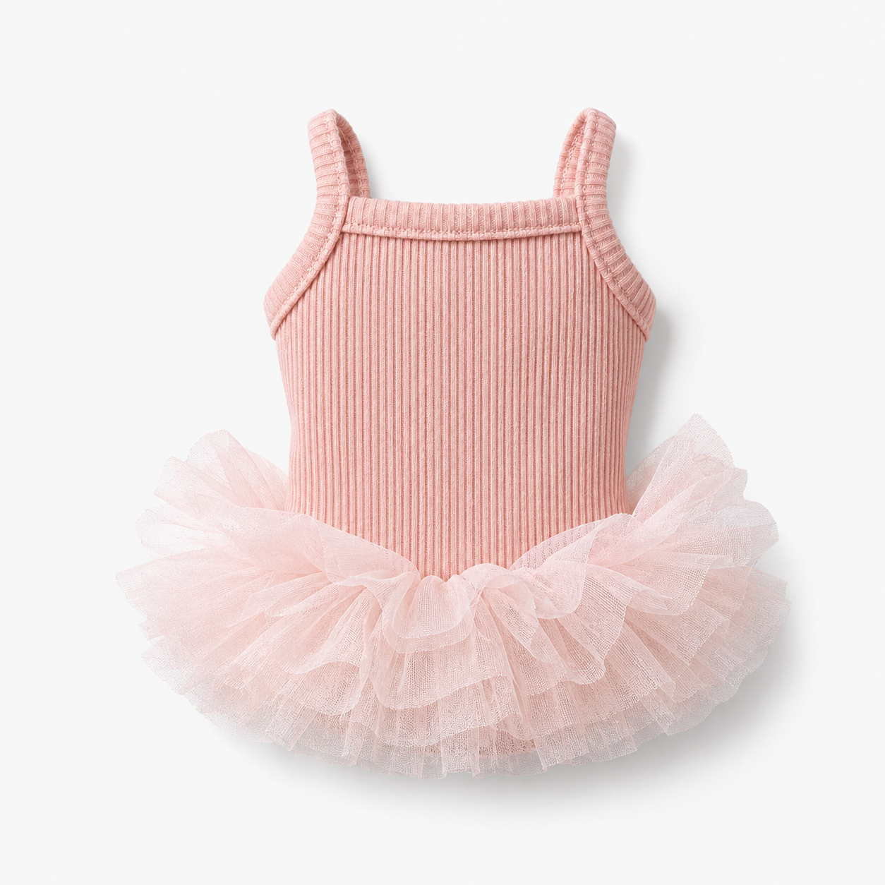 Pet Tutu Dress for Dogs – Ribbed Knit Ballet Puppy Dress with Layered Tulle Skirt, Pink Black Blush Pink Dog Dress for Small Dogs