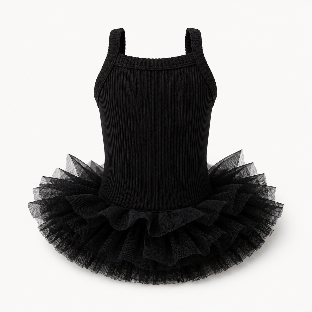 Pet Tutu Dress for Dogs – Ribbed Knit Ballet Puppy Dress with Layered Tulle Skirt, Pink Black Blush Pink Dog Dress for Small Dogs